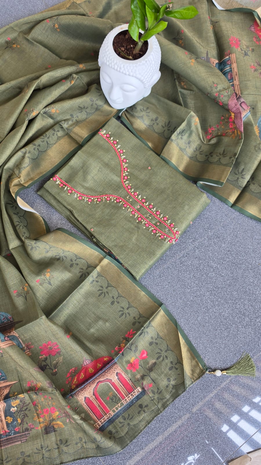 Premium linen shimmer salwar with handwork-GB20 - Image 2