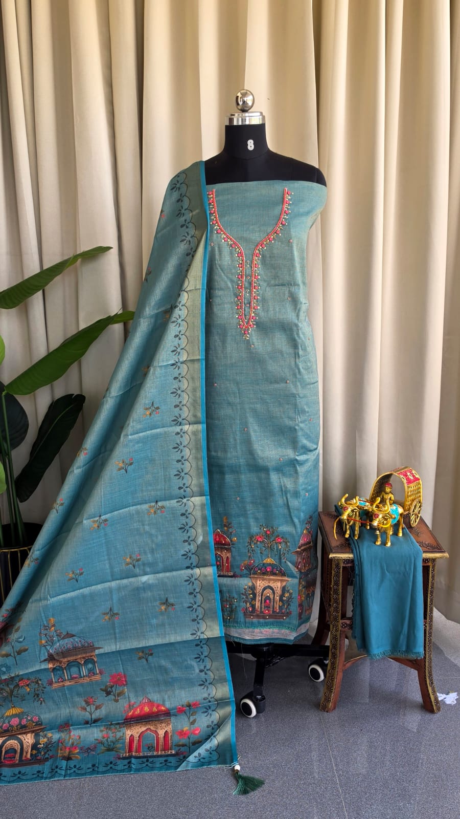 Premium linen shimmer salwar with handwork-GB18