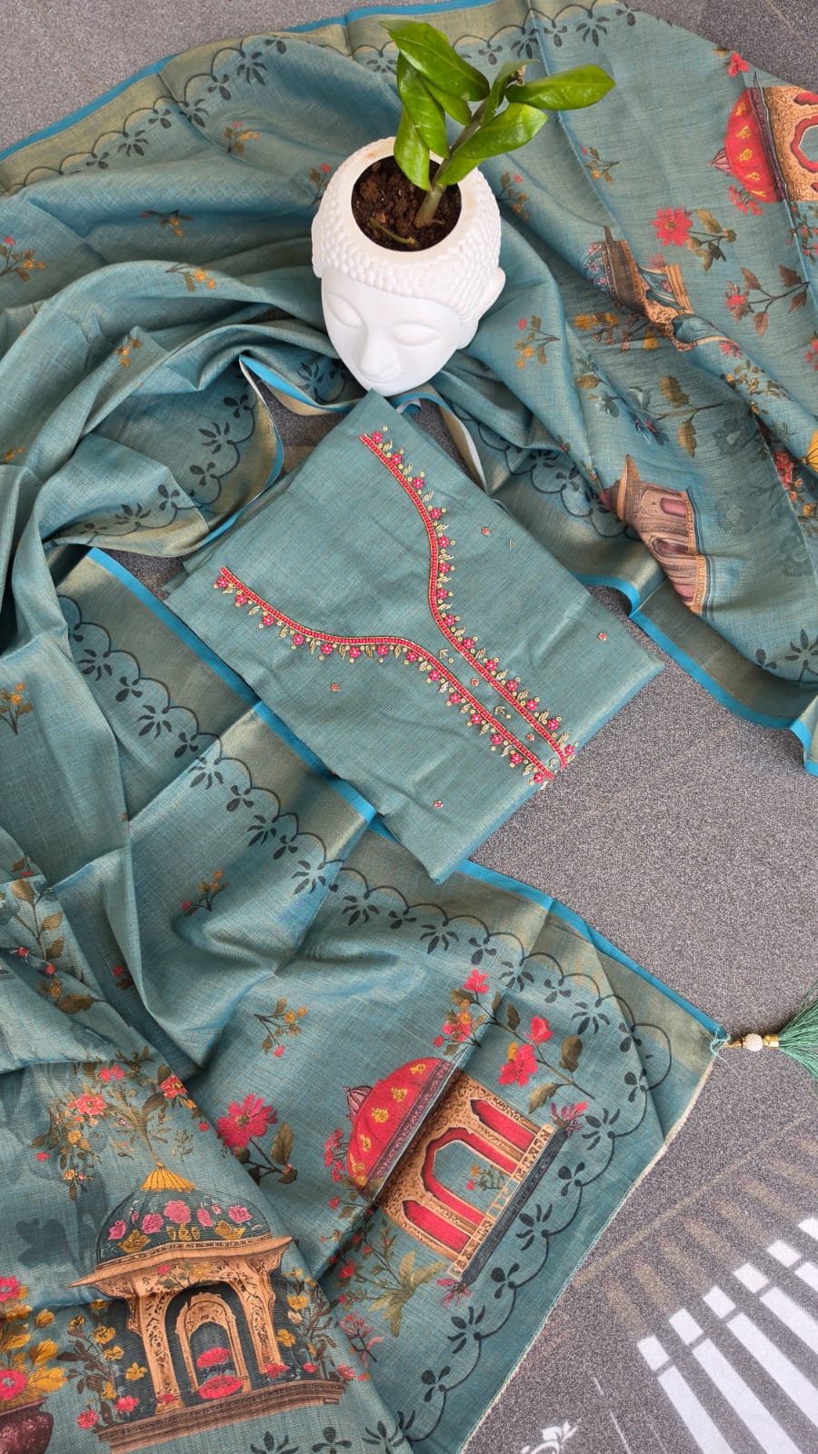Premium linen shimmer salwar with handwork-GB18 - Image 2