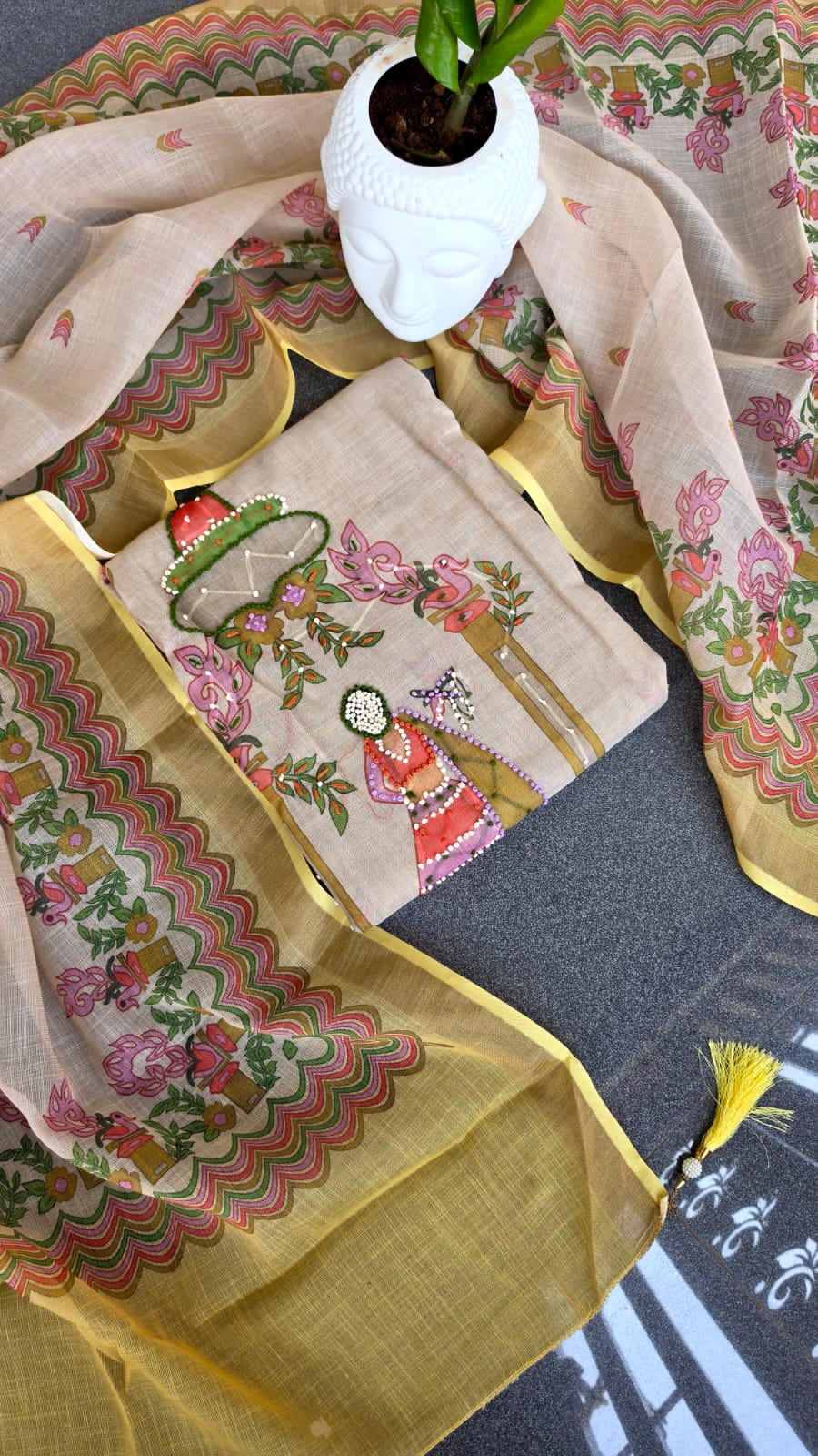 Premium shimmer Linen handwork salwar -GB46