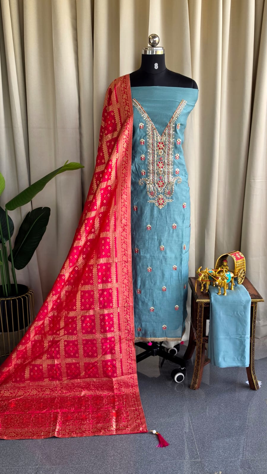 Premium mul chanderi salwar with lining-GB31