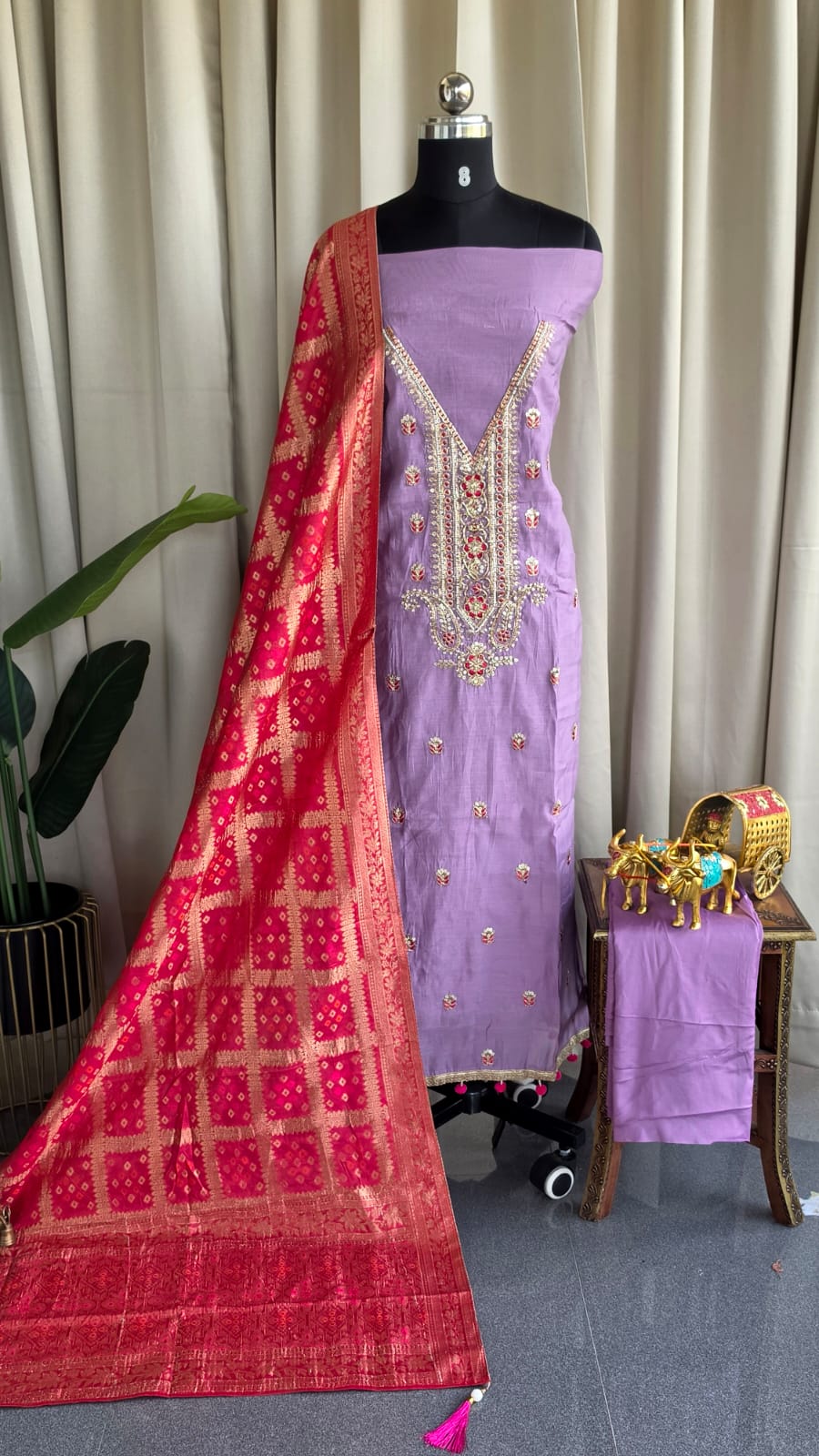 Premium mul chanderi salwar with lining-GB32