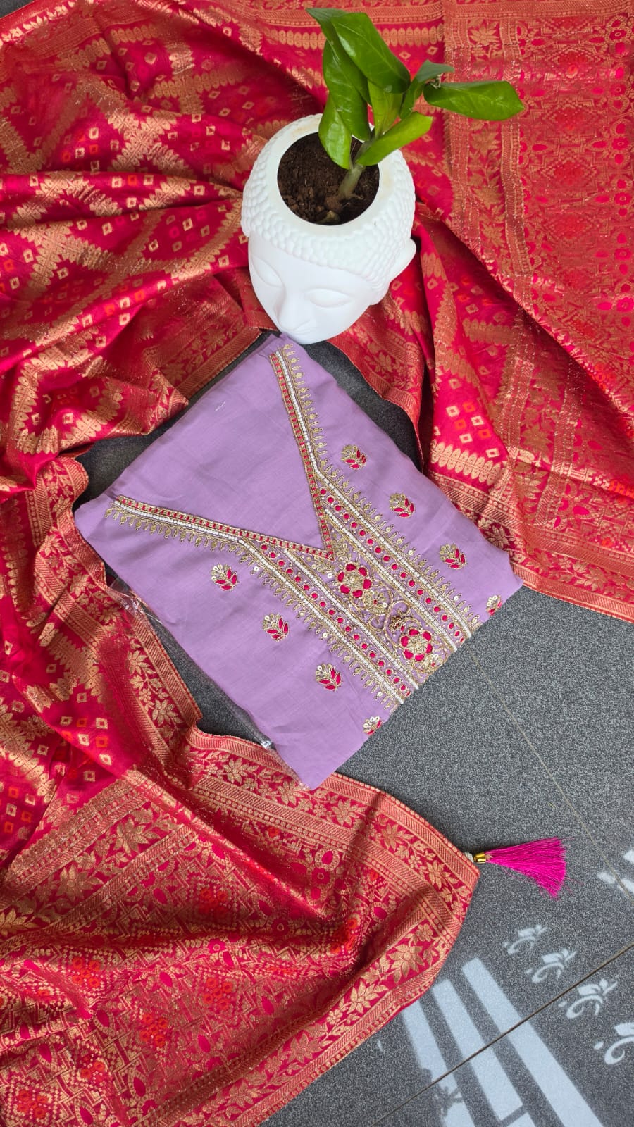 Premium mul chanderi salwar with lining-GB32 - Image 2