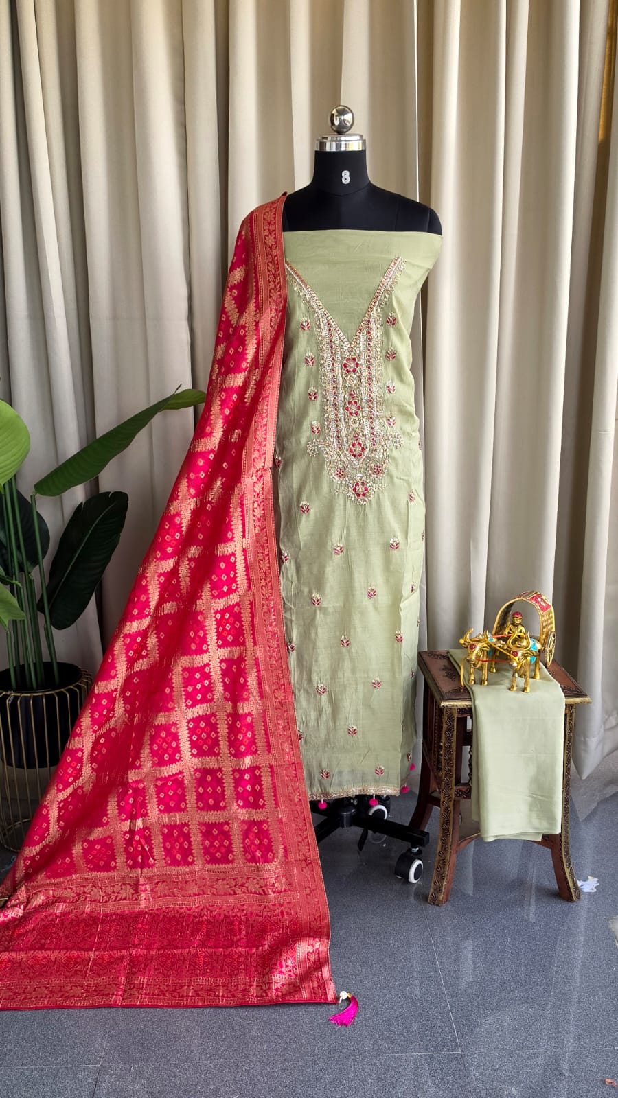 Premium mul chanderi salwar with lining-GB33