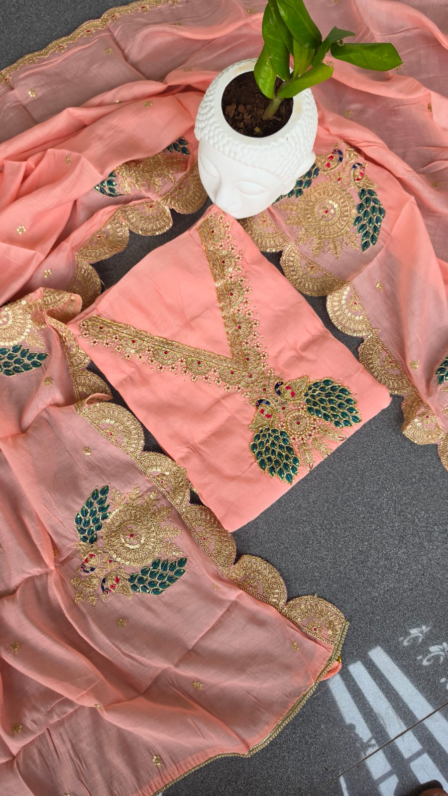 Premium mul chanderi salwar with lining-GB36