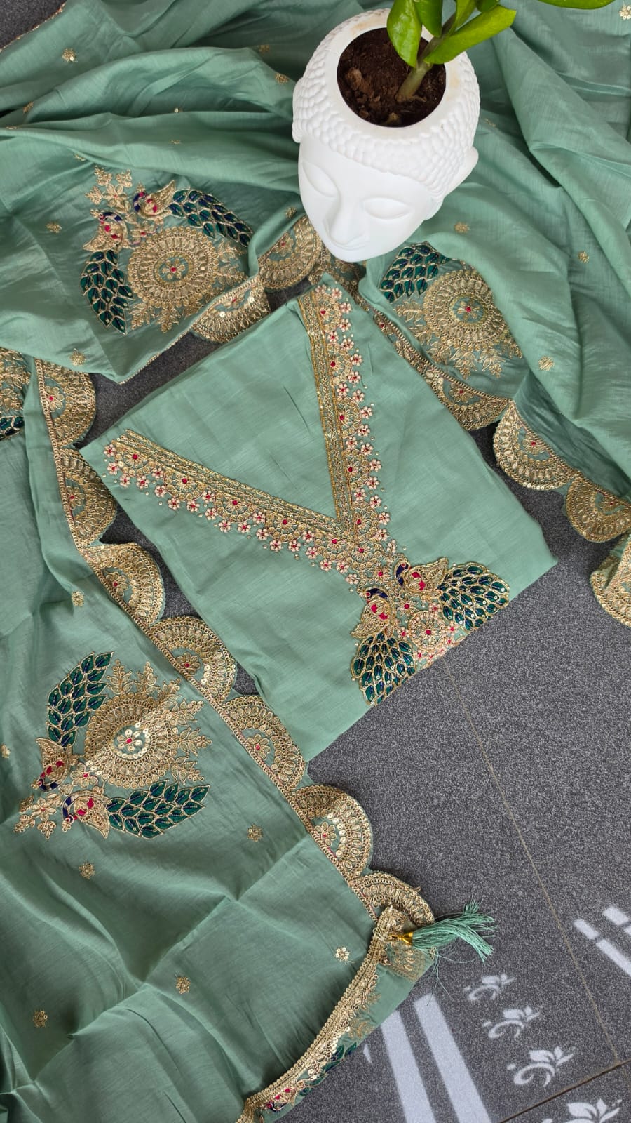 Premium mul chanderi salwar with lining-GB35