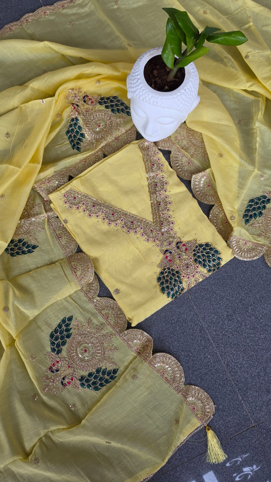 Premium mul chanderi salwar with lining-GB34