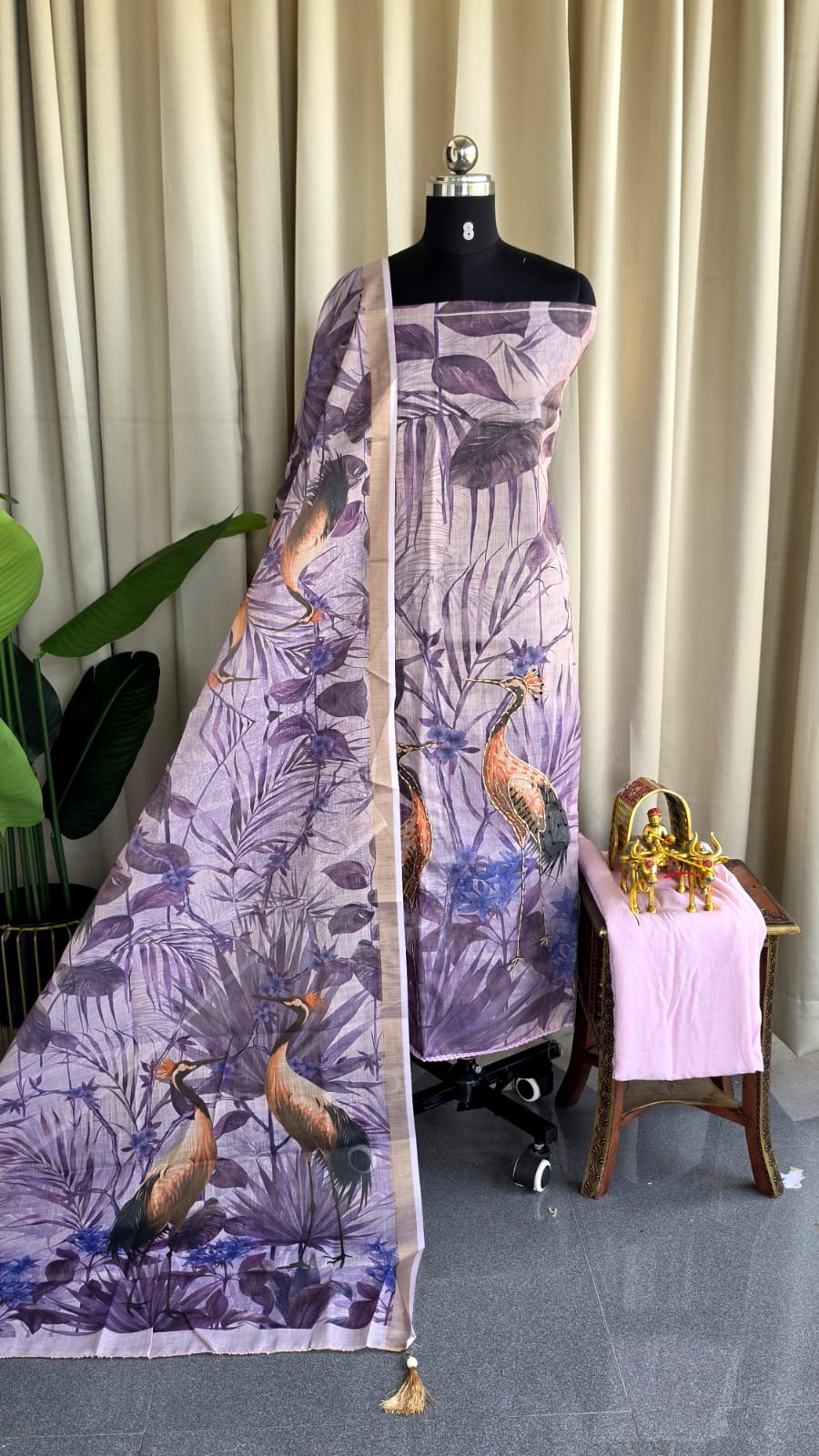 Premium shimmer Linen salwar crane theme-GB13