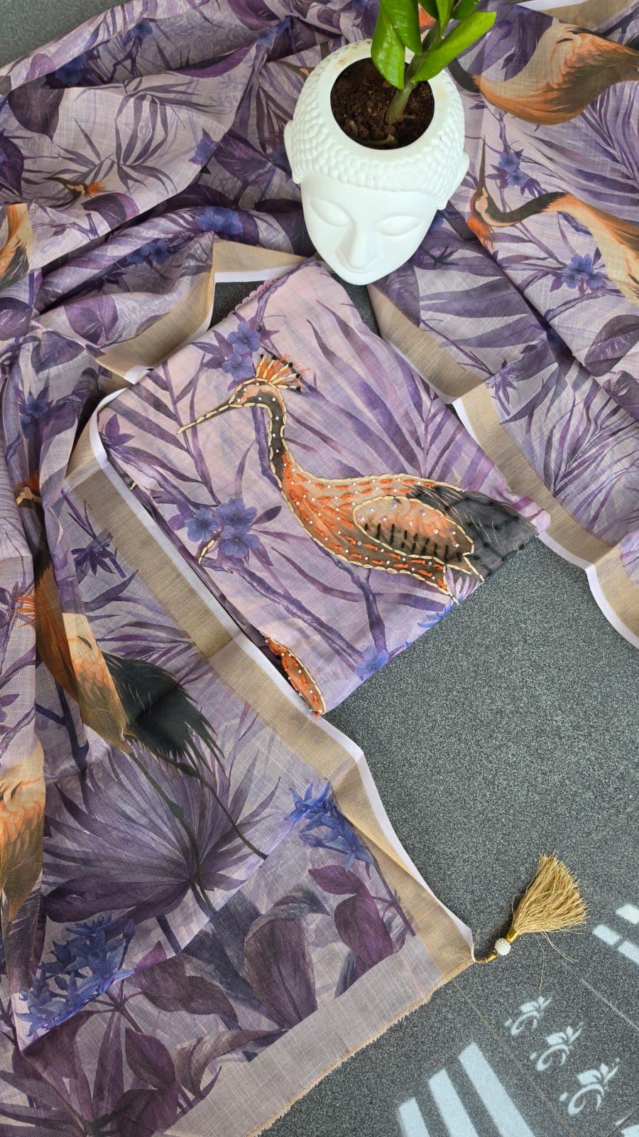 Premium shimmer Linen salwar crane theme-GB13 - Image 3
