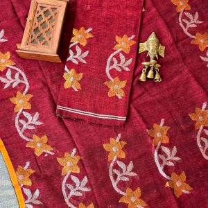 Premium handwoven linen salwar(Maroon colour)-VW1