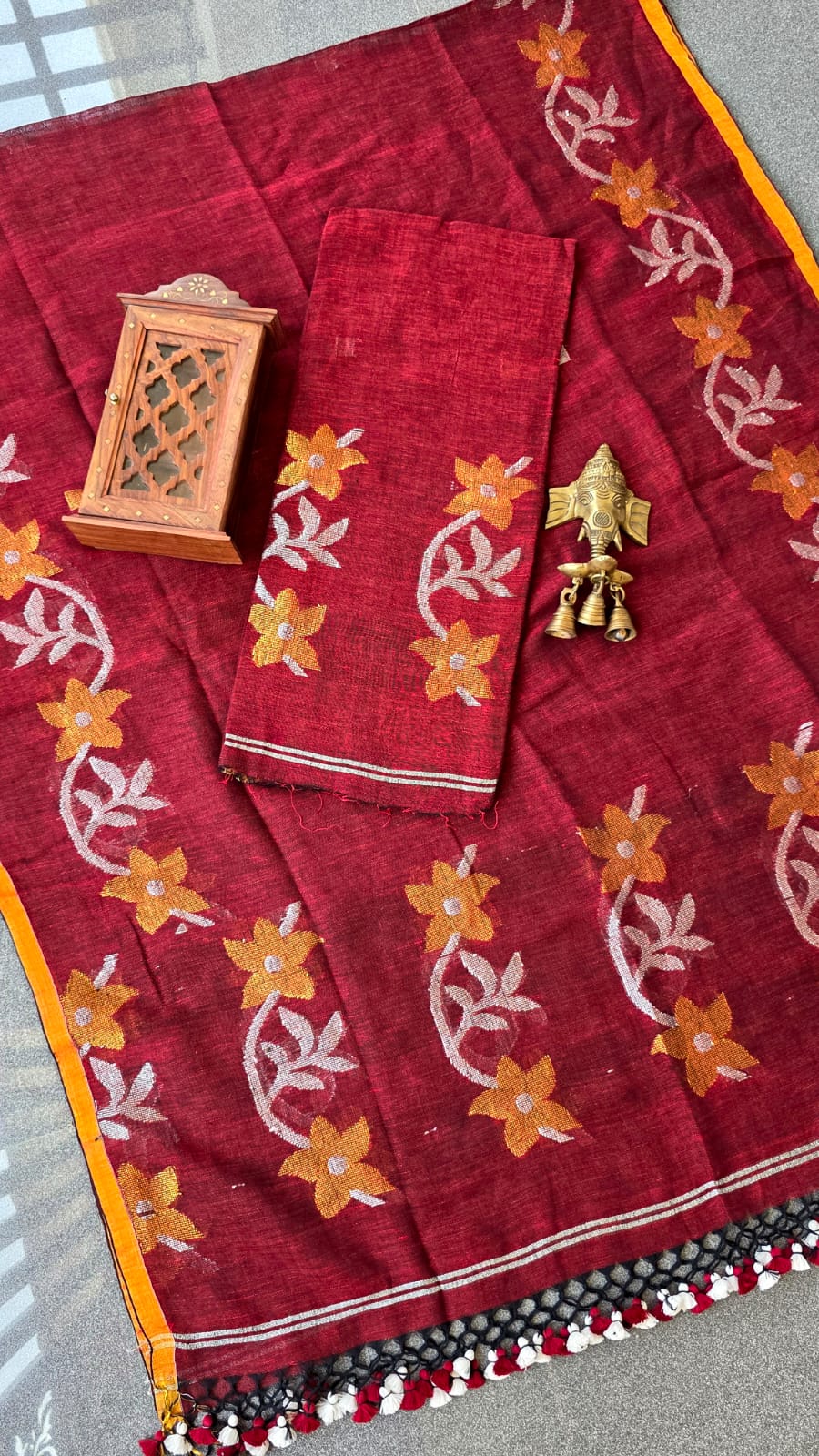 Premium handwoven linen salwar(Maroon colour)-VW1