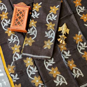 Premium handwoven linen salwar(dark chocolate brown)-VW2