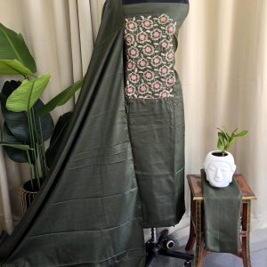 Semi vichitra silk suit with embroidered Yoke-VS45