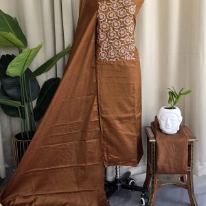 Semi vichitra silk salwar suit with embroidered Yoke-VS46