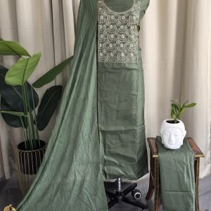 Semi vichitra silk salwar suit with embroidered Yoke-VS66