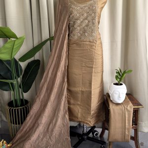 Semi vichitra silk salwar suit with embroidered Yoke-VS67