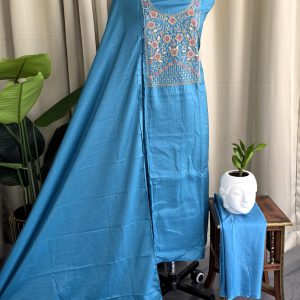 Semi vichitra silk salwar suit with embroidered Yoke-VS69