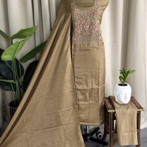 Semi vichitra silk salwar suit with embroidered Yoke-VS70
