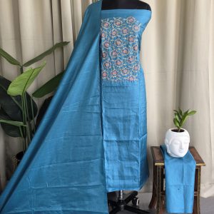 Semi vichitra silk salwar suit with embroidered Yoke-VS72