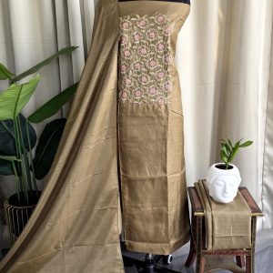 Semi vichitra silk salwar suit with embroidered Yoke-VS74