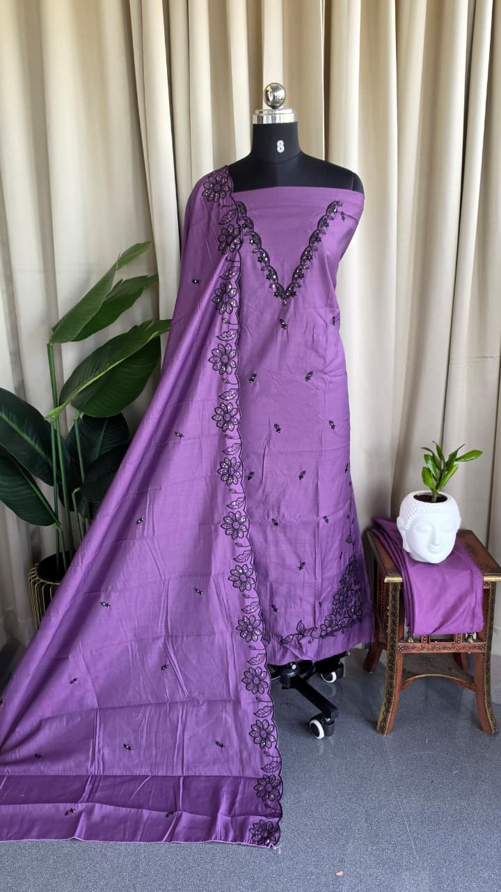 Mul chanderi embroidered salwar-VS89