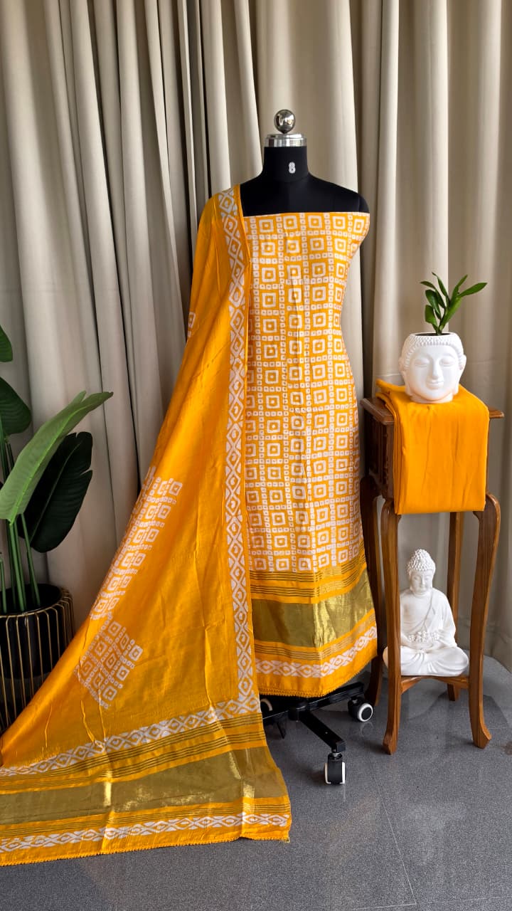 Premium batik silk set with lagdi patta-KG19