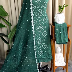 Bandhani salwar material(green)-VS159