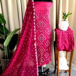 Bandhani salwar material(Light Red)-VS160