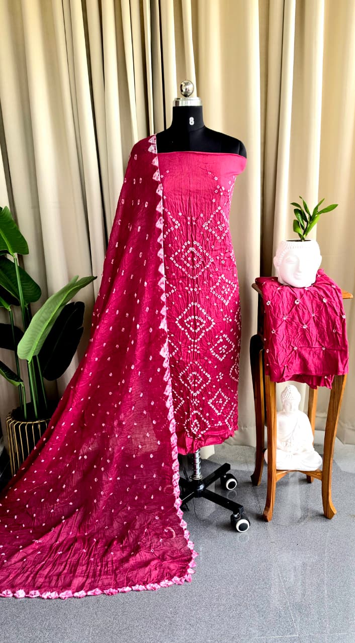 Bandhani salwar material(Light Red)-VS160