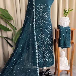 Bandhani salwar material(Dark green)-VS162