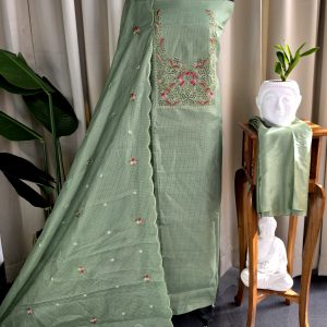 Fancy cutwork embroidery kota salwar material with lining-VS206