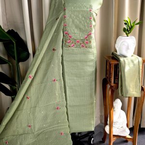 Fancy cutwork embroidery kota salwar material with lining-VS201