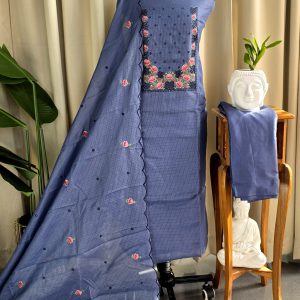 Fancy cutwork embroidery kota salwar material with lining-VS202