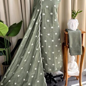 Mul chanderi embroidered salwar(pista colour)-GT46