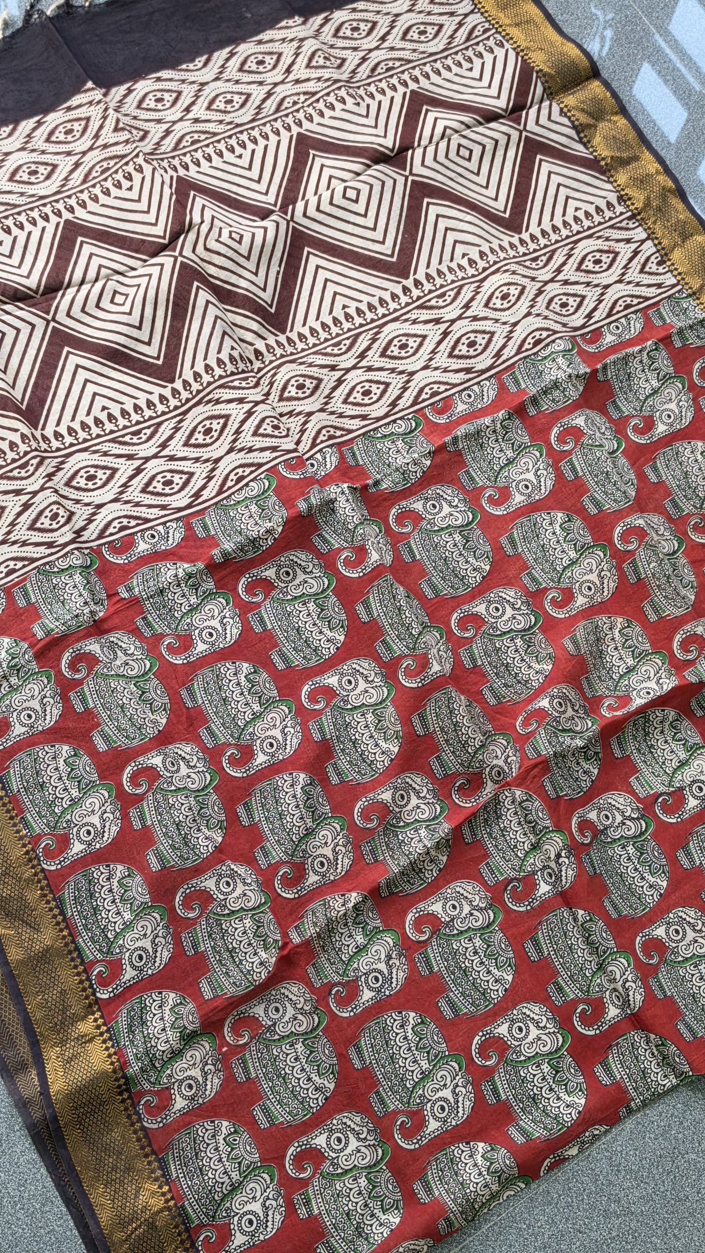 Chennuri Silk Kalamkari dupatta-BQ22