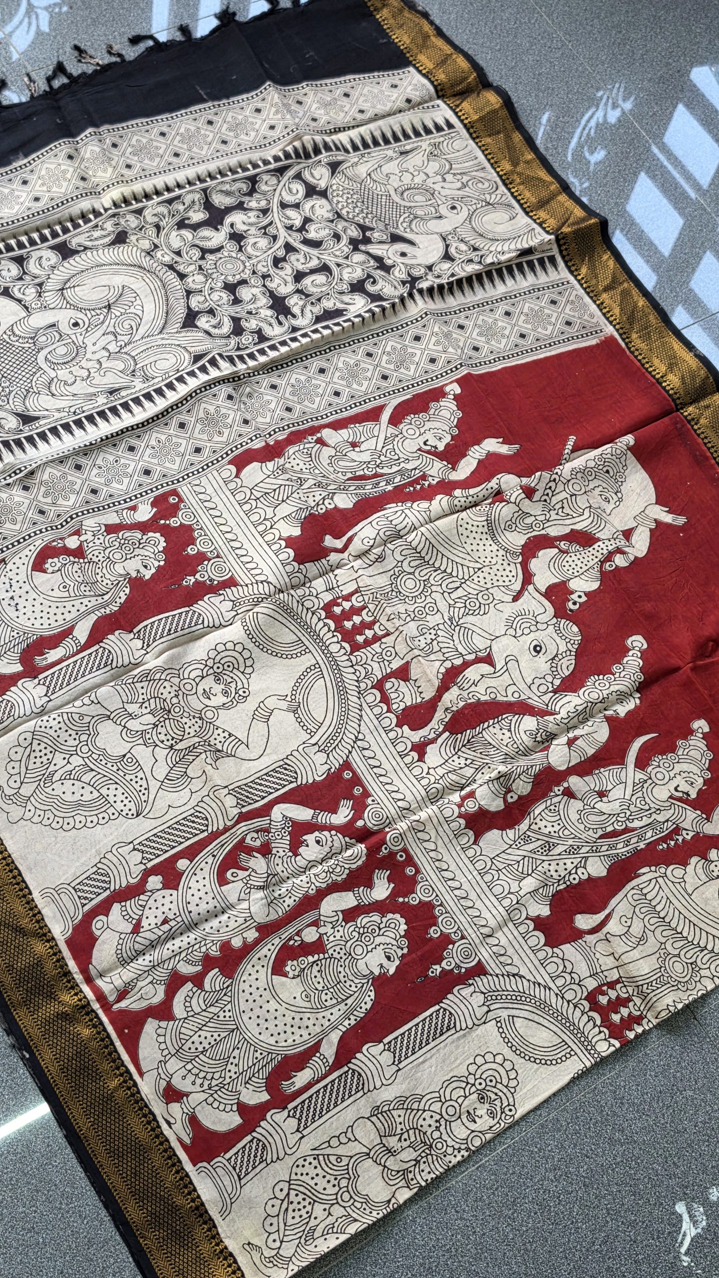 Chennuri Silk Kalamkari dupatta-BQ26