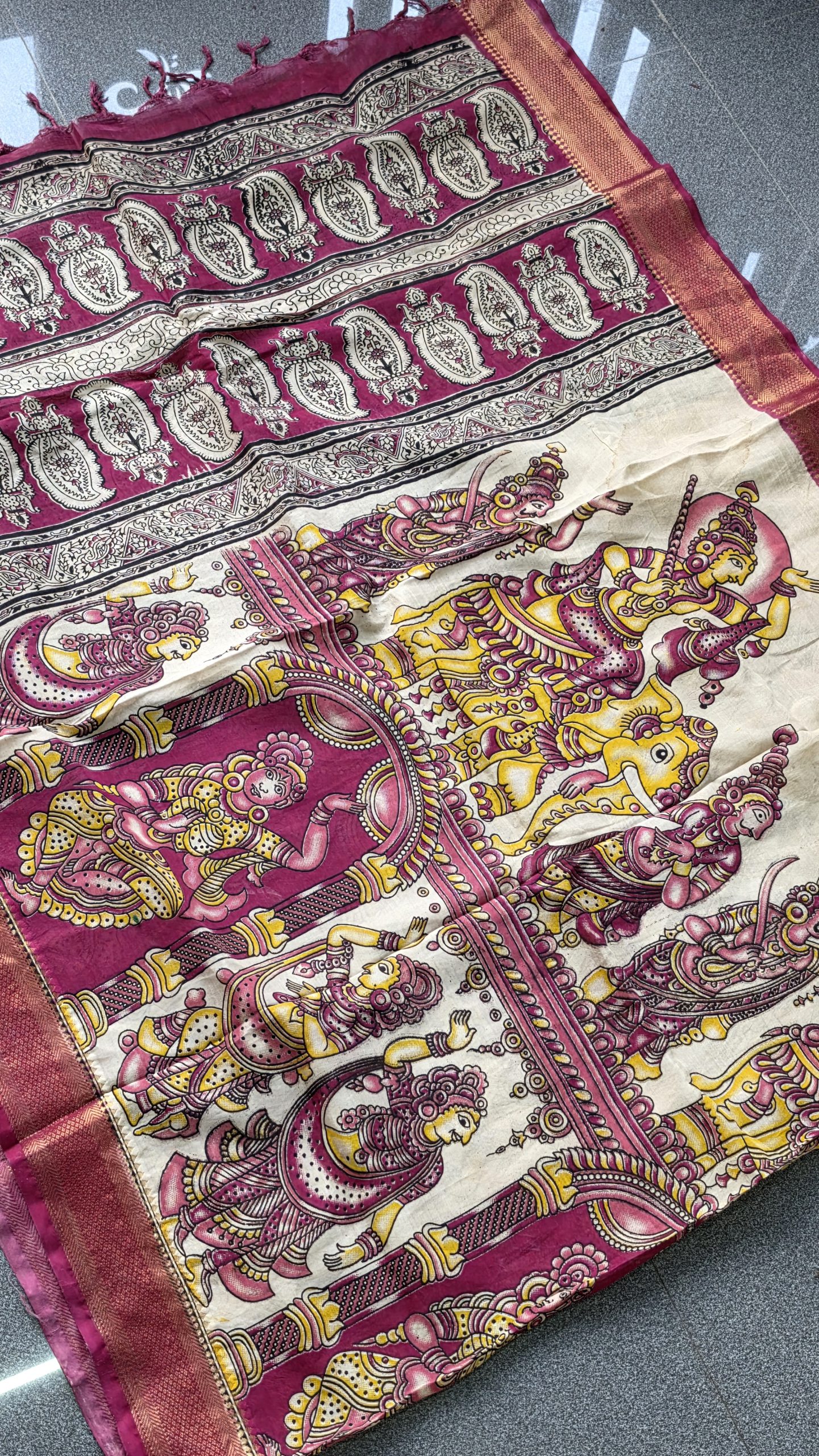 Chennuri Silk Kalamkari dupatta-BQ30