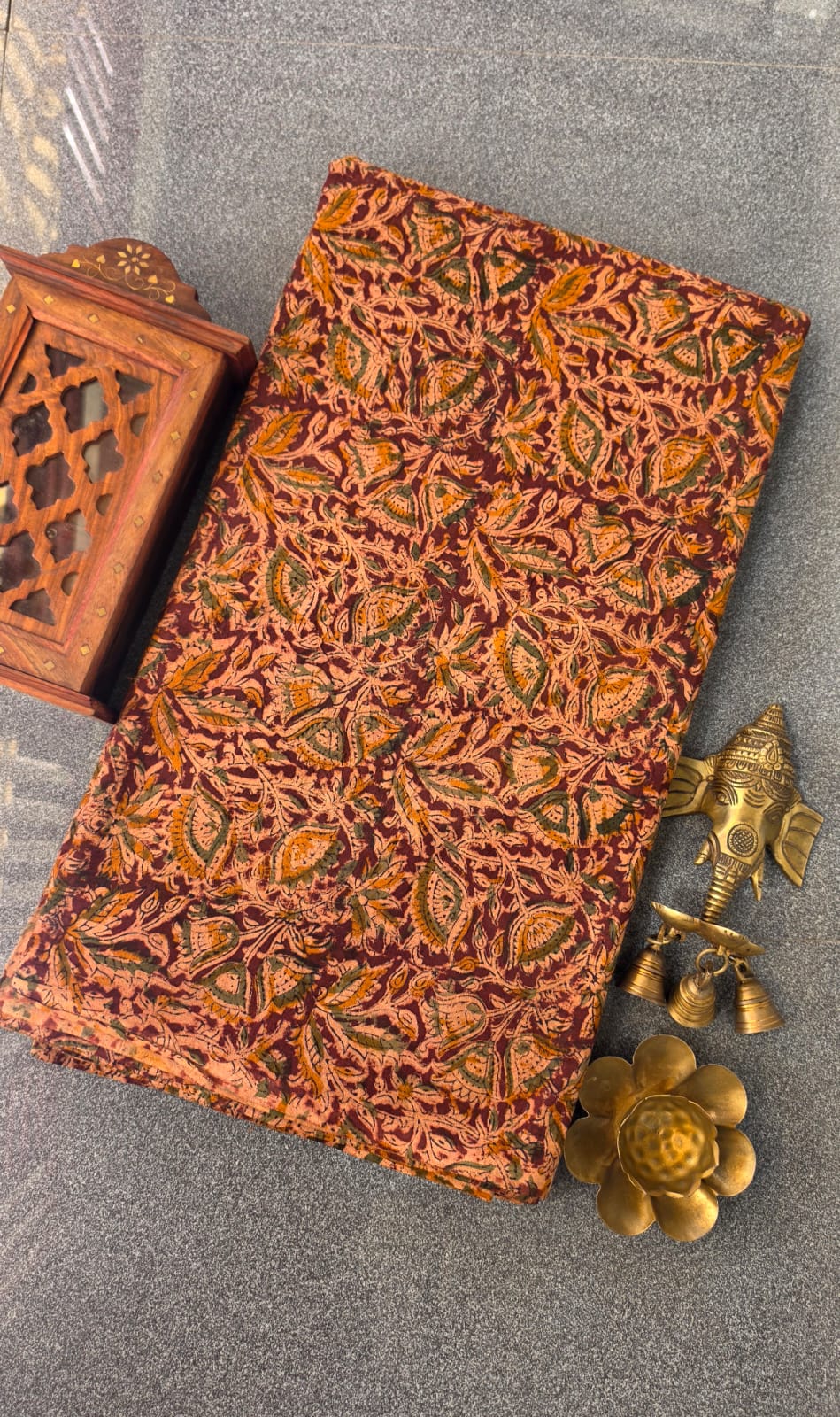 Handblock kalamkari cotton running material(1m)-TW2