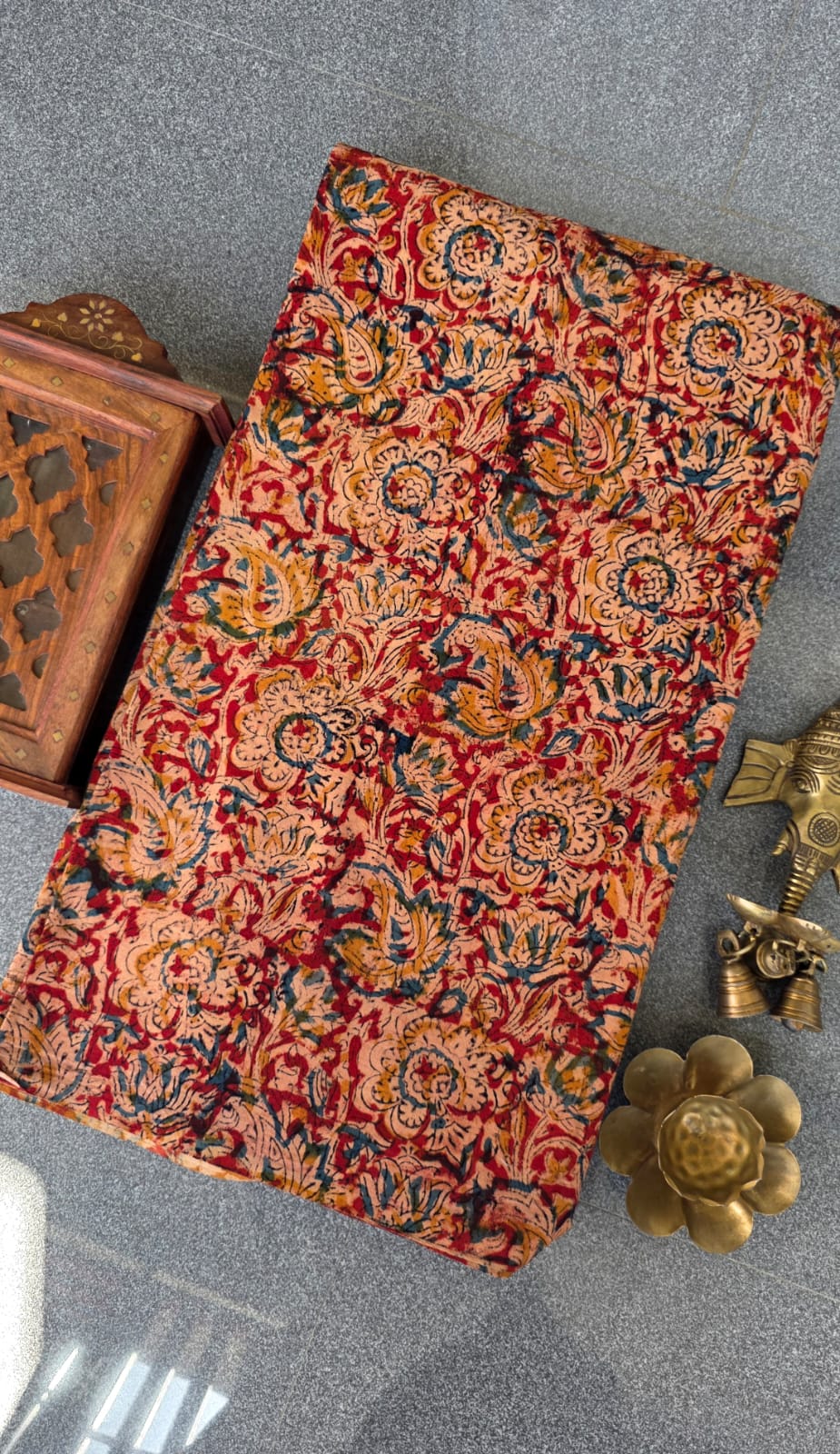 Handblock kalamkari cotton running material(1m)-TW5