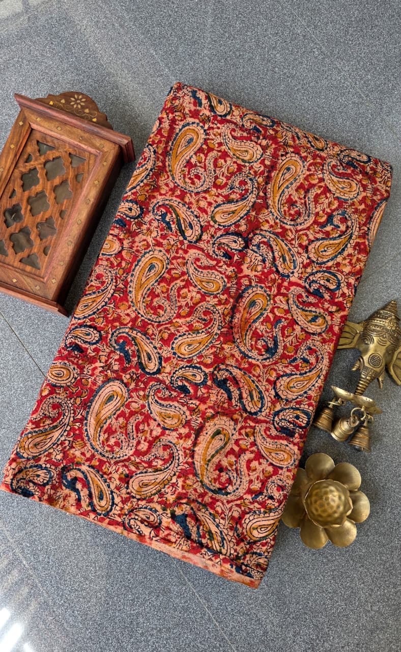 Handblock kalamkari cotton running material(1m)-TW9
