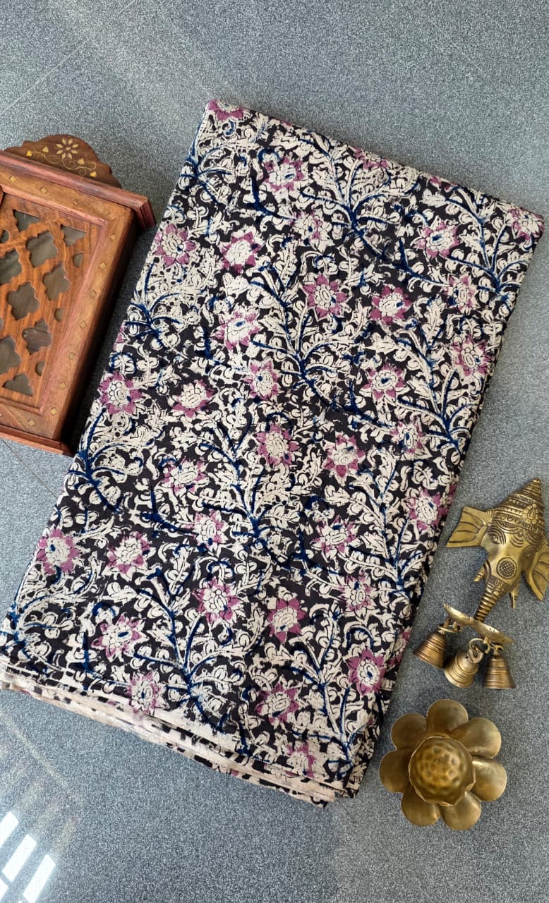 Handblock kalamkari cotton running material(1m)-TW13