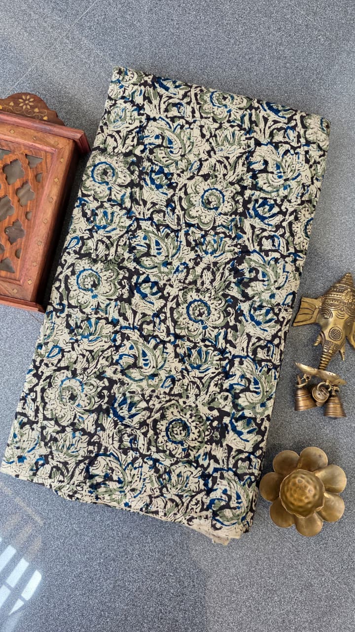 Handblock kalamkari cotton running material(1m)-TW15