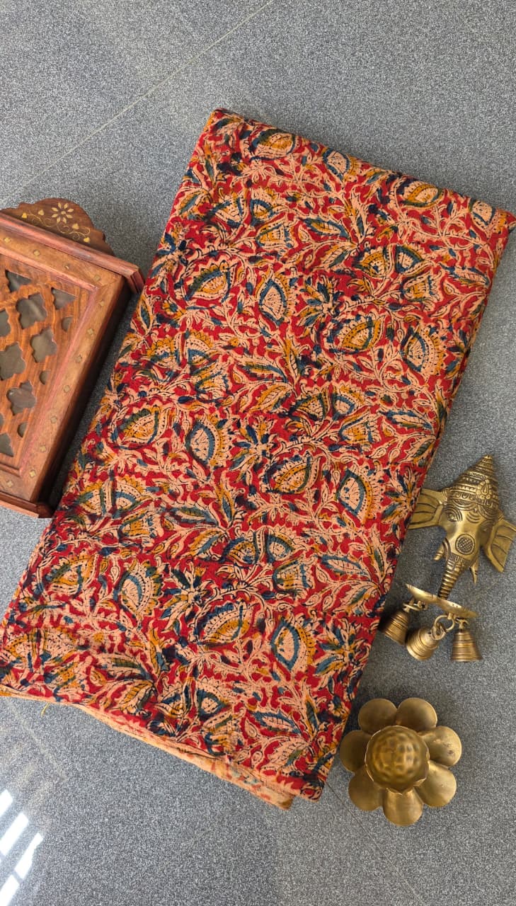 Handblock kalamkari cotton running material(1m)-TW20