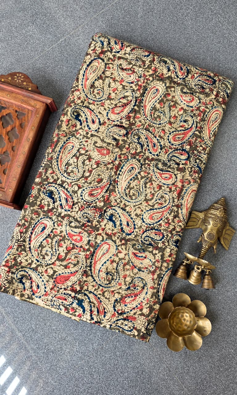 Handblock kalamkari cotton running material(1m)-TW22