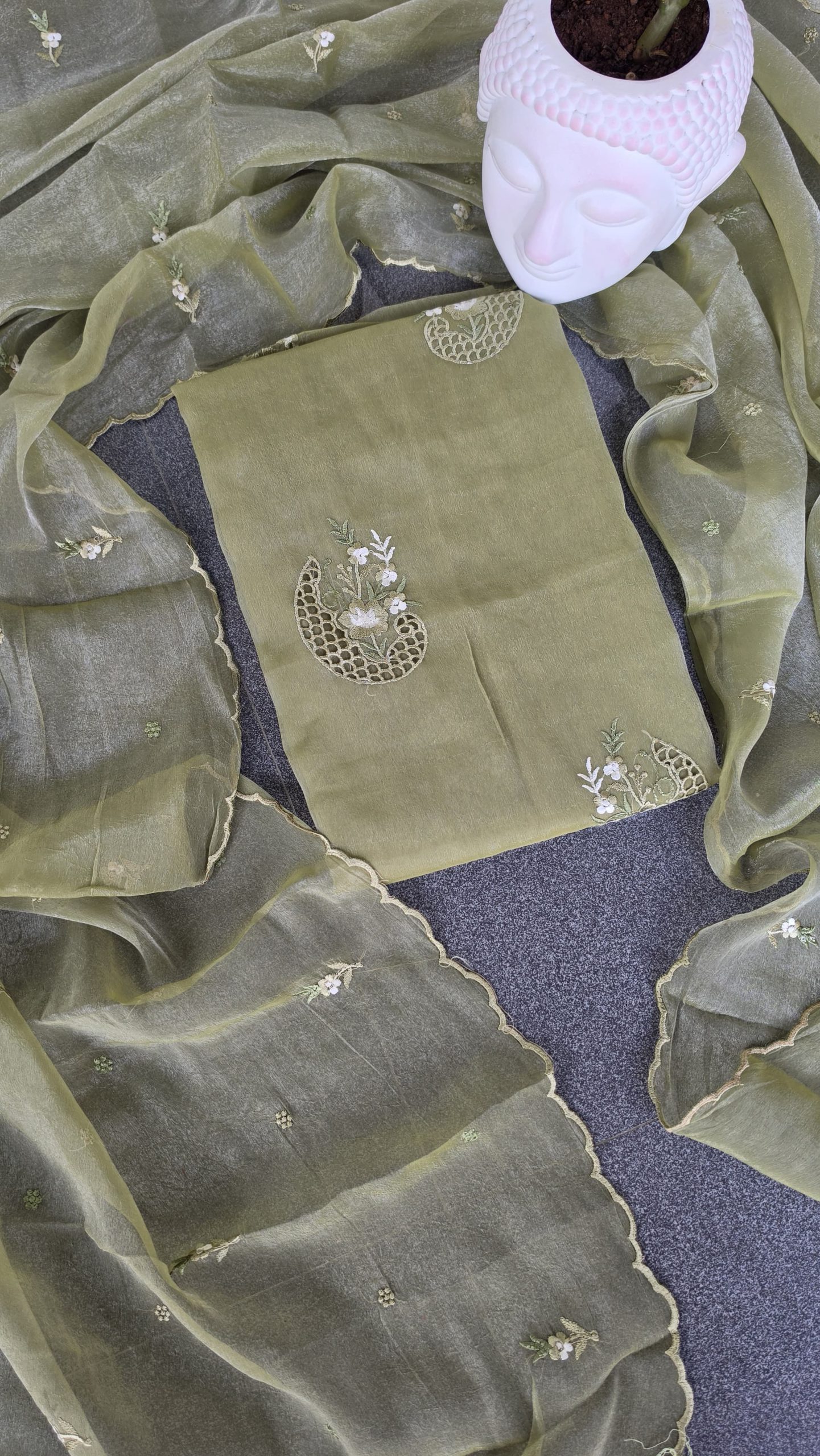 Premium soft crush organza salwar material with lining-GD10 - Image 2