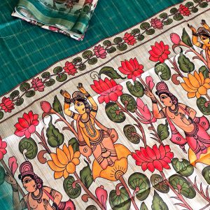 Semi tussar silk saree(Bottle green)-GF1