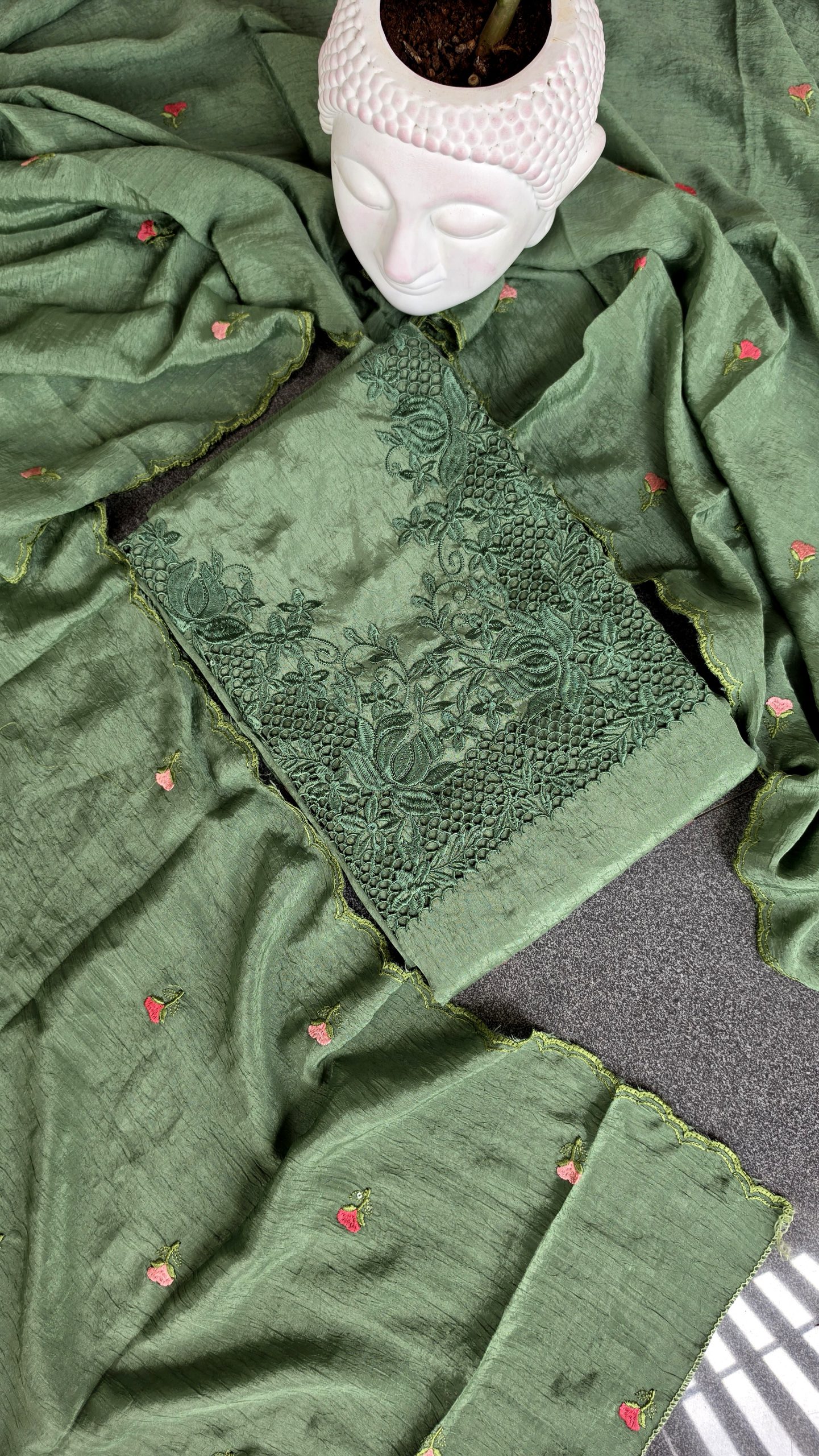 Premium crushed vichitra silk salwar material with lining-GD13 - Image 2