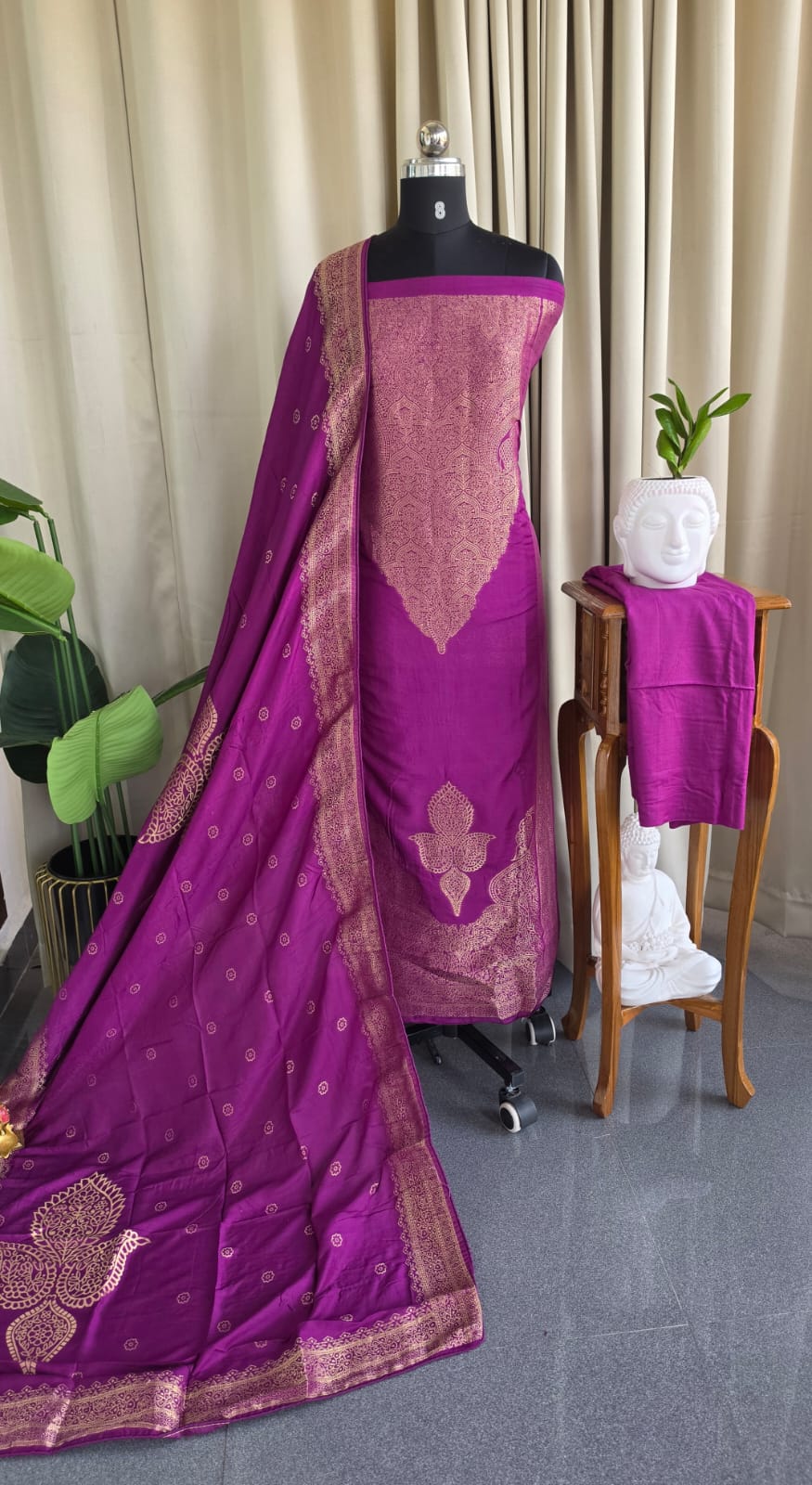 Semi banarasi silk salwar with lining-VK5