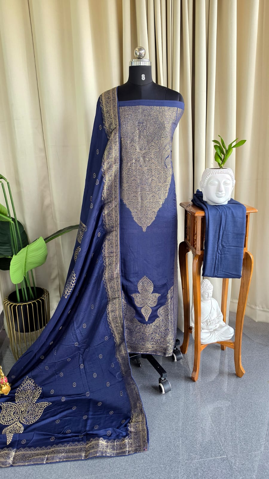 Semi banarasi silk salwar with lining-VK7