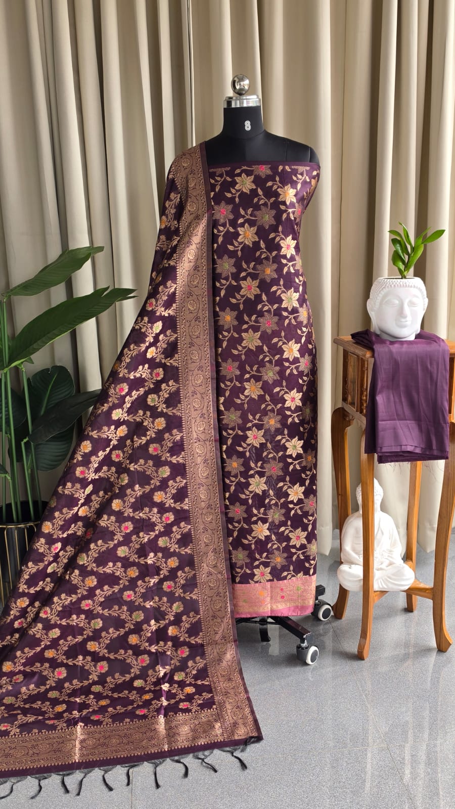 Semi banarasi silk salwar with lining-VK18